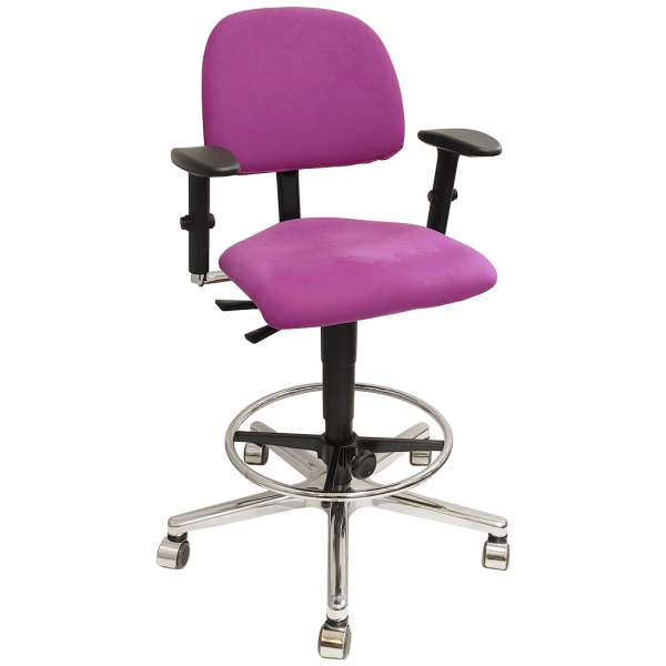 Special swivel chair LeitnerVario 2 for height adjustable desks, ergo seat XXL microfiber COMFORT purple